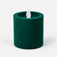 Green 7.5 cm LED pillar candle switched off