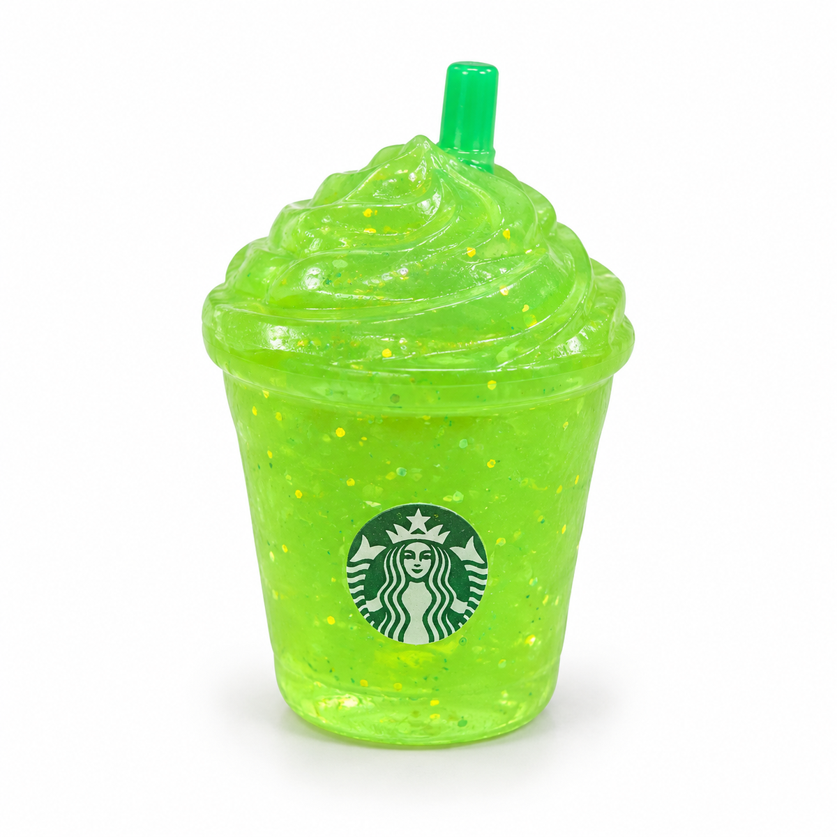 Green glitter iced coffee cup taba squishy
