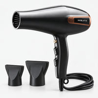 Black and copper 2400W hair dryer with 2 concentrator nozzles