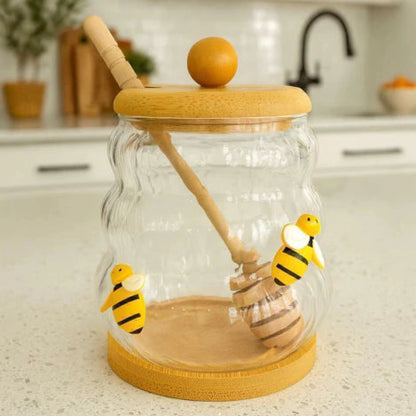 Elegant Glass Honey Jar with Dipper