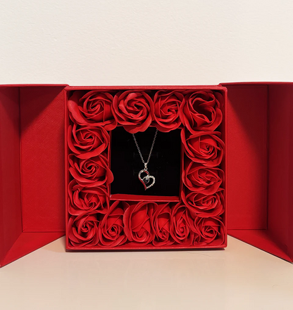 Rose Box + “I Love You” Necklace in 100 Languages