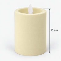 Ivory white LED pillar candle measuring 10 cm tall