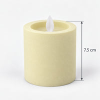 Ivory white LED pillar candle measuring 7.5 cm tall