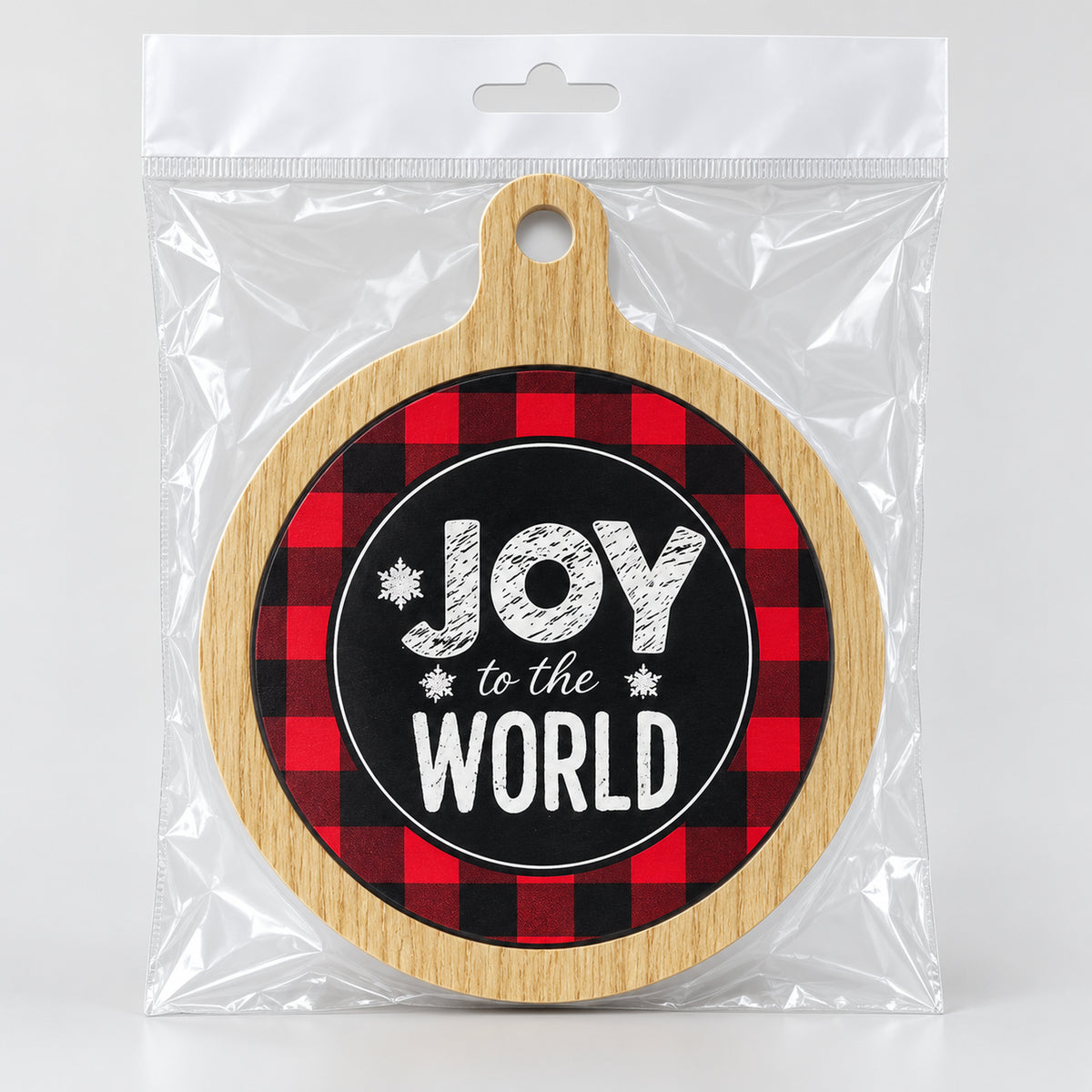Joy to the World coaster in a clear bag