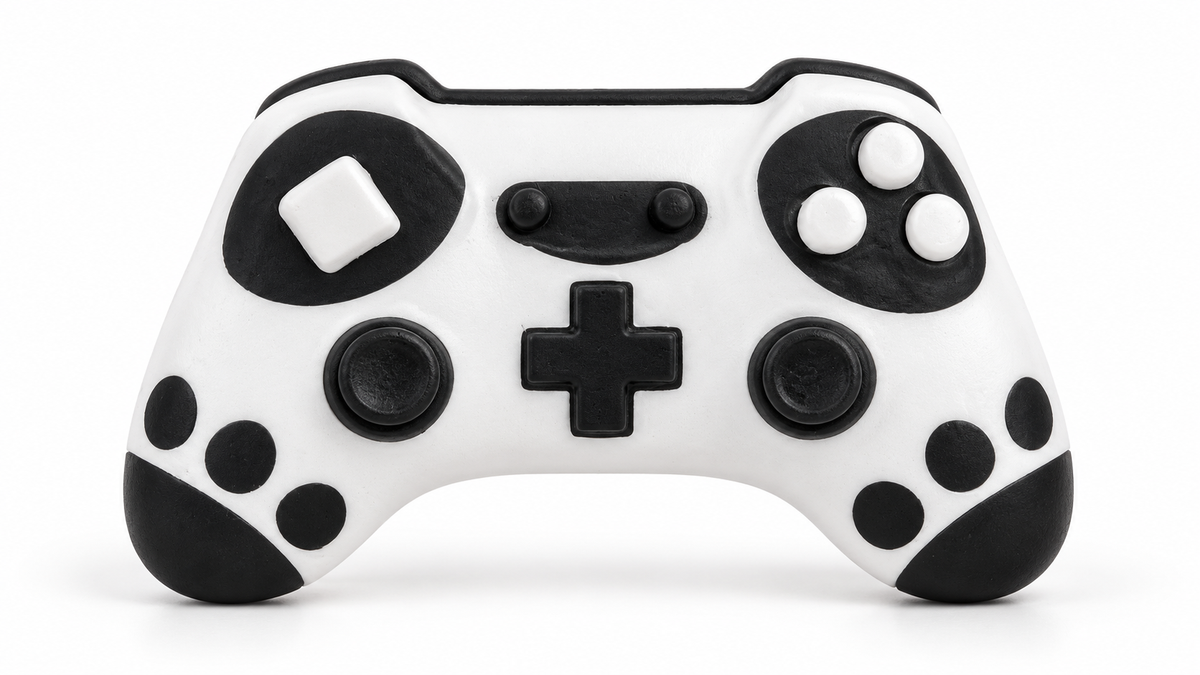 Black and white game controller joystick squishy