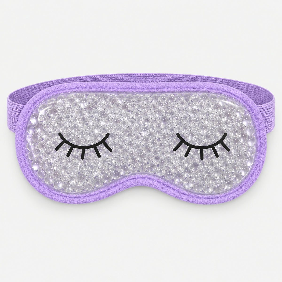 Lavender gel bead eye mask with embroidered sleepy eyelashes