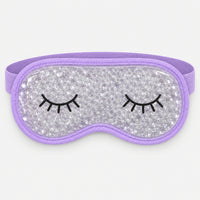 Lavender gel bead eye mask with embroidered sleepy eyelashes