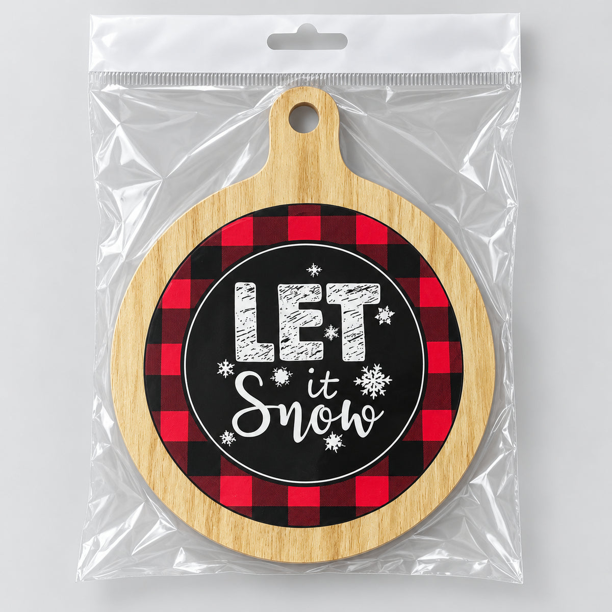 Let It Snow coaster in a clear bag