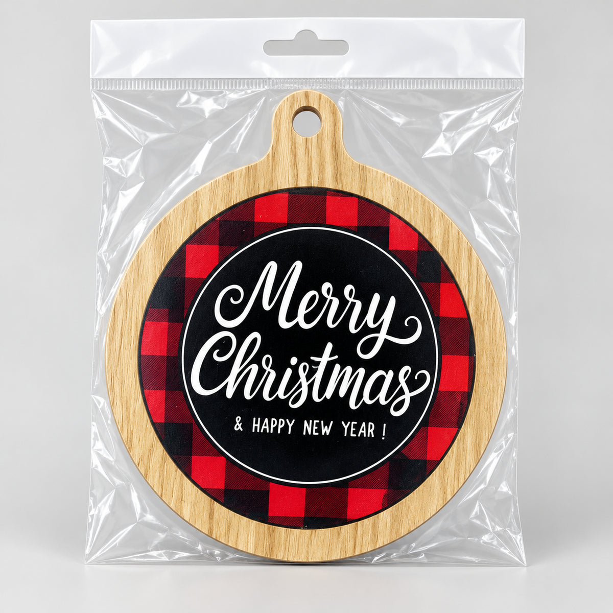 Merry Christmas and New Year coaster in a clear bag