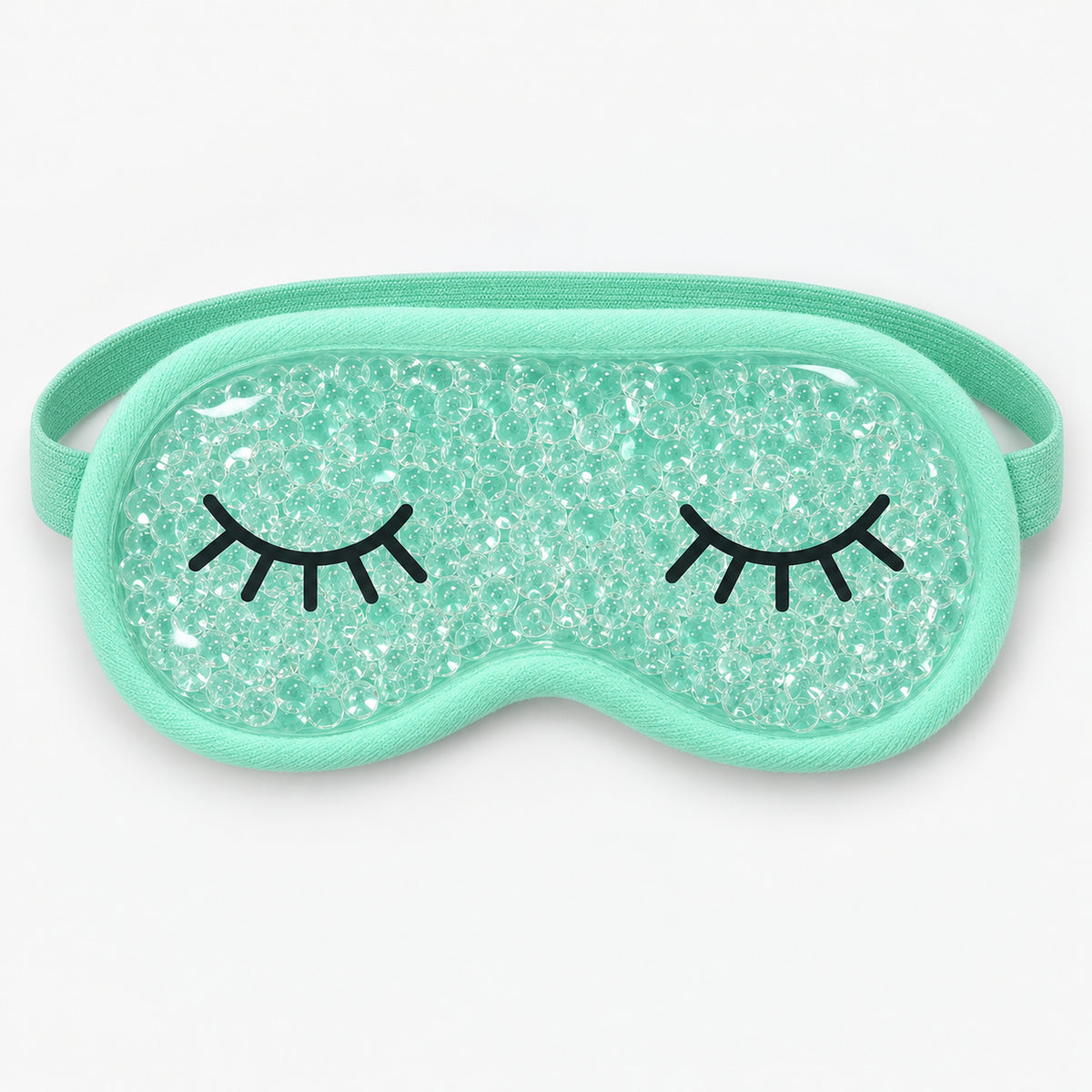 Mint gel bead eye mask with embroidered sleepy eyelashes