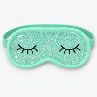 Mint gel bead eye mask with embroidered sleepy eyelashes