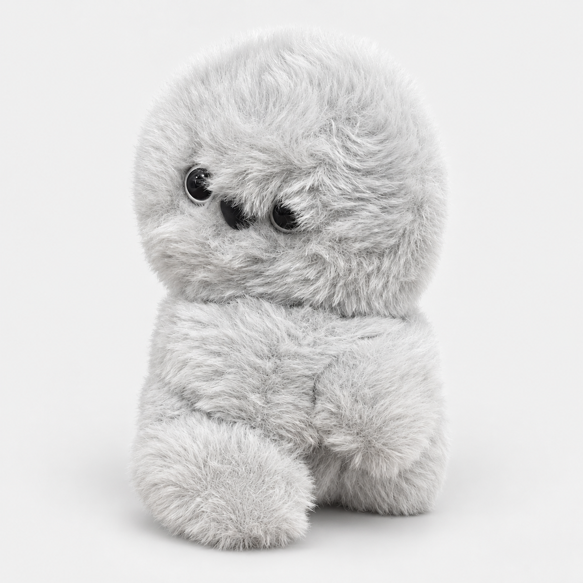 Light gray fluffy hugging bag charm plushie