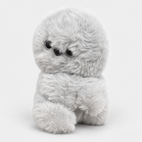 Light gray fluffy hugging bag charm plushie