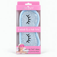 Pale blue gel eye mask in its window box