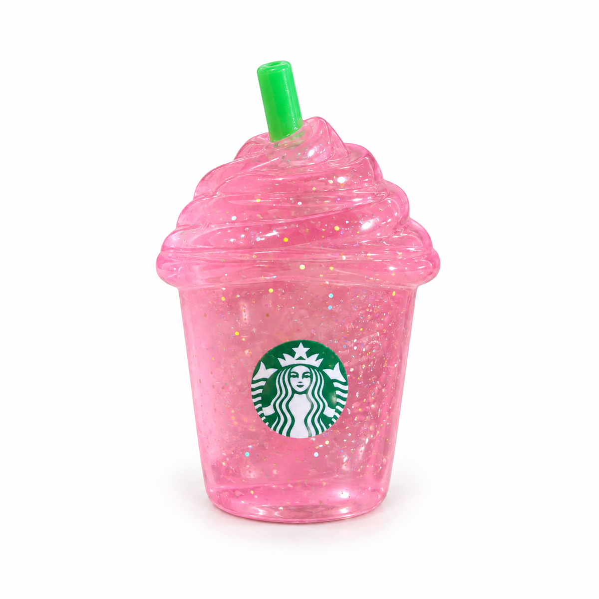 Pink glitter iced coffee cup taba squishy