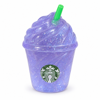Purple glitter iced coffee cup taba squishy