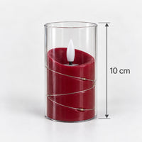 Red LED candle cup with fairy lights measuring 10cm tall