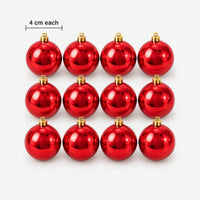 Red Christmas balls size: 4 cm wide each, pack of 12