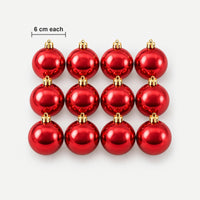 Red Christmas balls size: 6 cm wide each, pack of 12
