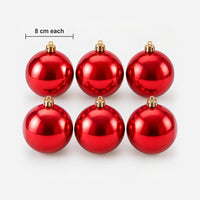 Red Christmas balls size: 8 cm wide each, pack of 6