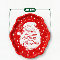 Red Santa serving tray measuring 39 cm across