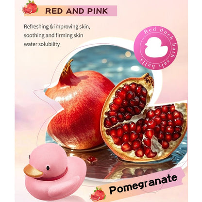 Pink duck bath bomb with pomegranate scent