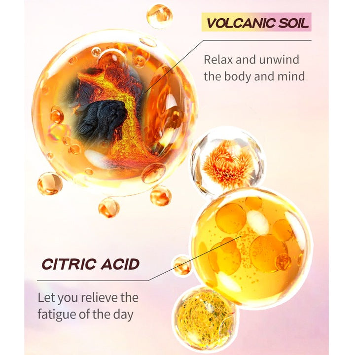 Bath bombs with volcanic mud and citric acid
