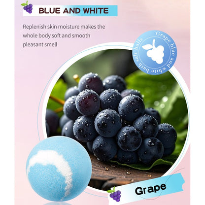 Blue and white grape bath bomb