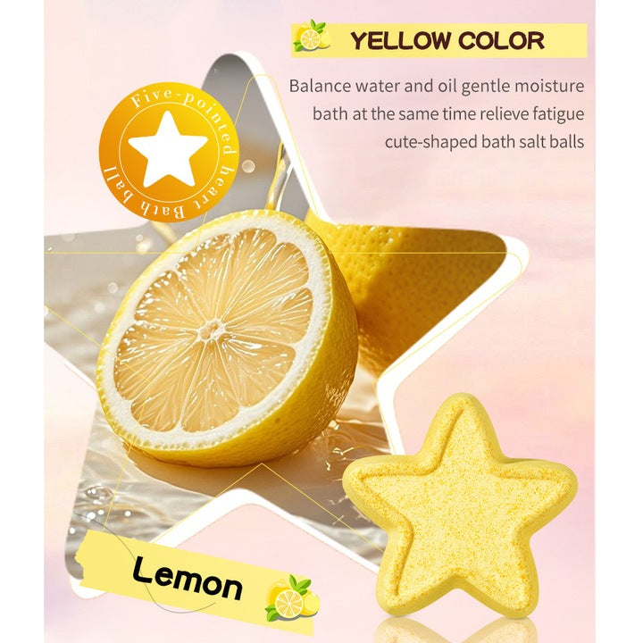 Yellow star bath bomb with lemon scent