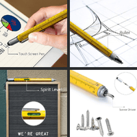 6-in-1 pen used as a stylus, ruler, spirit level and screwdriver