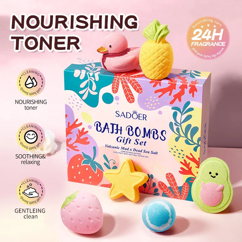 Bath bombs gift set with Dead Sea salt and volcanic mud