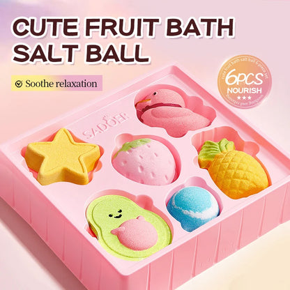 Open bath bombs gift set tray with 6 fruity bath bombs