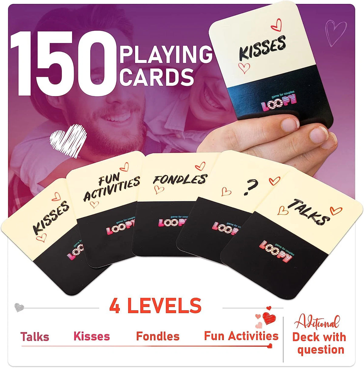 LOOPY 150 playing cards in 4 levels: Talks, Kisses, Fondles, Fun Activities