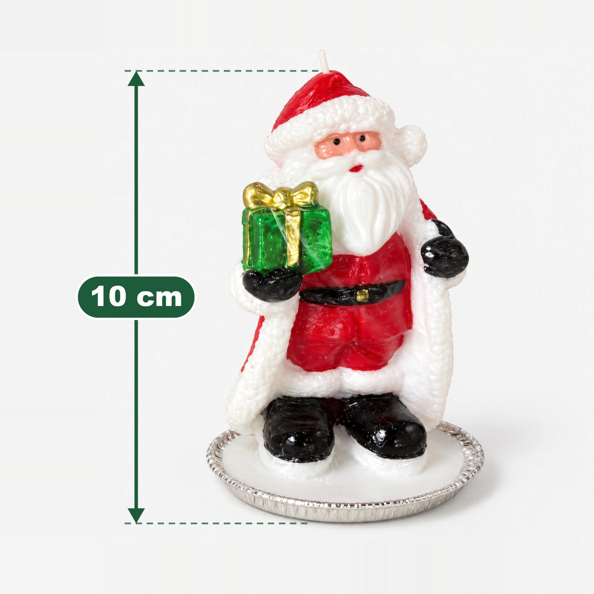 Santa Christmas candle measuring 10 cm high