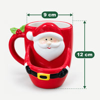 Santa cookie mug measuring 12 cm high and 9 cm wide at the top