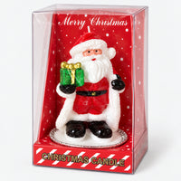 Santa Christmas candle in a clear Merry Christmas gift box