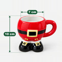Santa suit boots mug measuring 10 cm high and 7 cm wide at the top