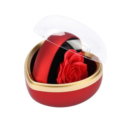 Heart-Shaped Rose Flip Rotating Ring Jewelry Box