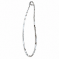 Silver-tone zircon tennis necklace with a full row of sparkling clear stones