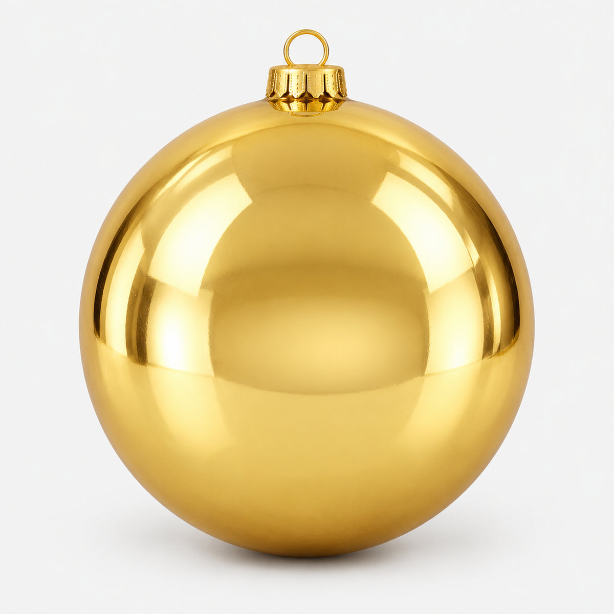 Shiny gold Christmas ball, 15 cm, with a gold hanging cap