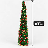 Green tinsel cone Christmas tree with a 160cm height measurement