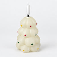 White Christmas tree LED candle with colorful dots, switched off