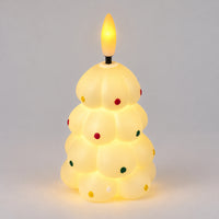 White Christmas tree LED candle glowing with a warm LED flame