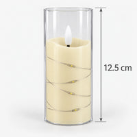 White LED candle cup with fairy lights measuring 12.5cm tall