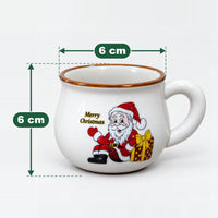Large Santa with burgundy gift rounded mug measuring 6 cm high and 6 cm wide at the top