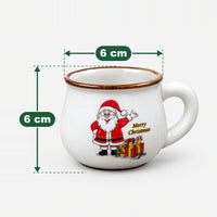 Large Santa with gift pile rounded mug measuring 6 cm high and 6 cm wide at the top