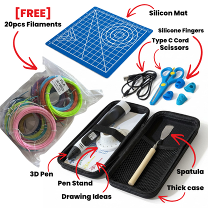 3D Print Drawing Pen Full Kit + [FREE] 10 Colors Filaments Pack