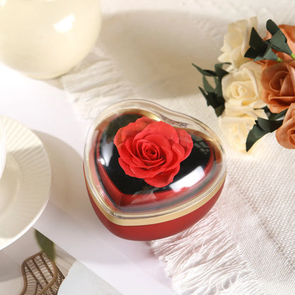Heart-Shaped Rose Flip Rotating Ring Jewelry Box