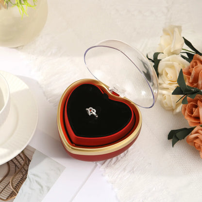 Heart-Shaped Rose Flip Rotating Ring Jewelry Box